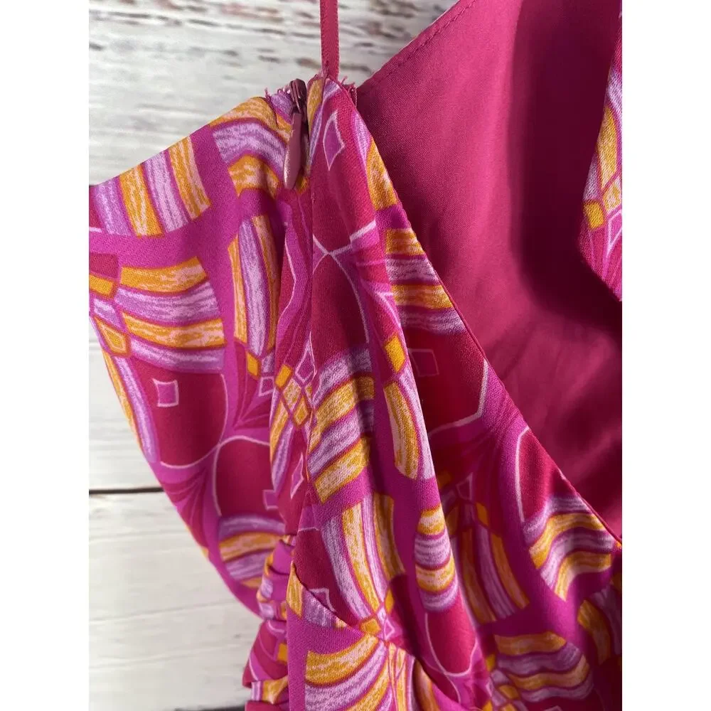 Impressions Jumpsuit Women's Small Pink Geometric Halter Backless Wide Leg - Picture 10 of 12